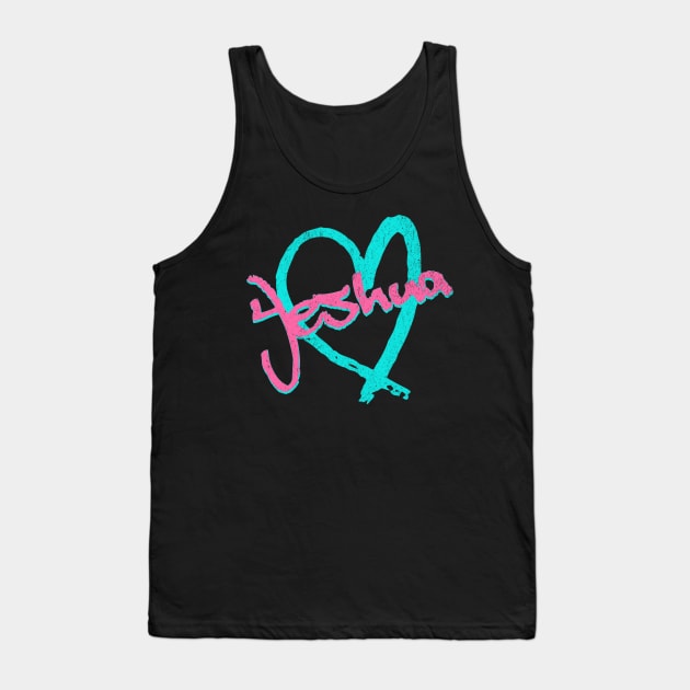 I Love Yeshua Vintage 80's & 90's Blue and Pink Tank Top by Family journey with God